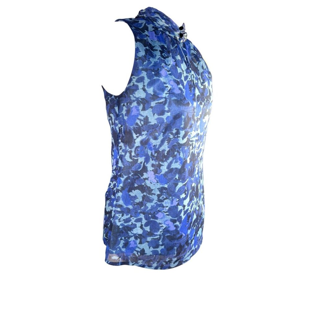 Banana Republic Blue Sleeveless Blouse Petite Women Size 00 - Picture 3 of 9